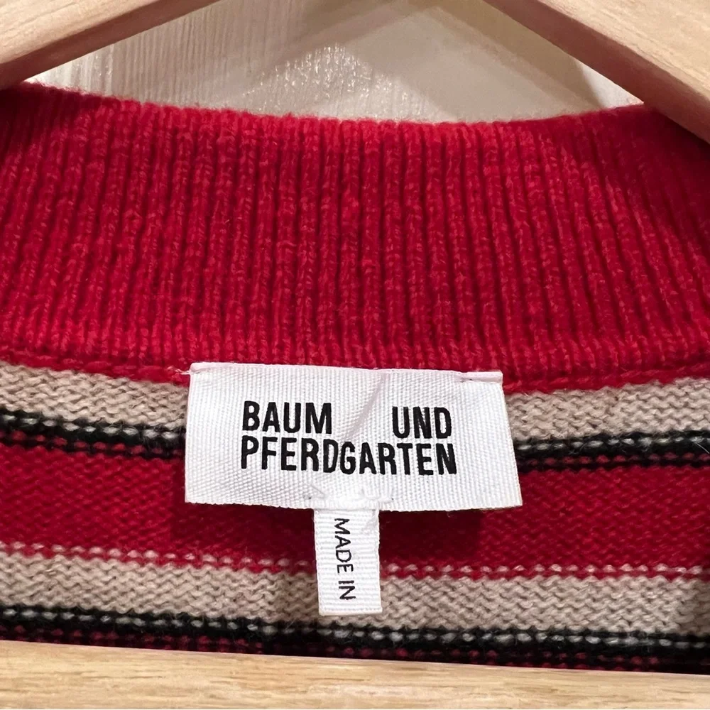Baum Und Pferdgarten Cori Striped Polo Sweater Merino Wool Red Women’s L